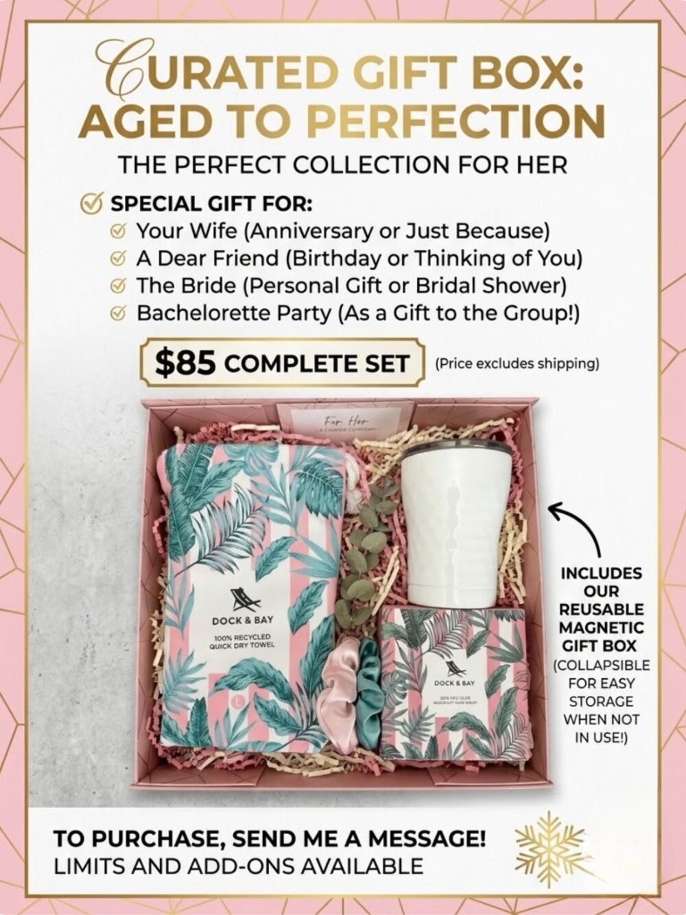 Curated Women's Gift Box Dock & Bay Quick Dry Towel, Dock & Bay Head Wrap & SIC